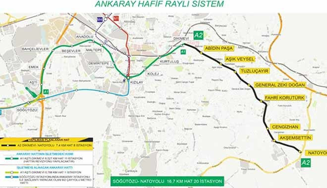 Ankara da yeni metro hattı