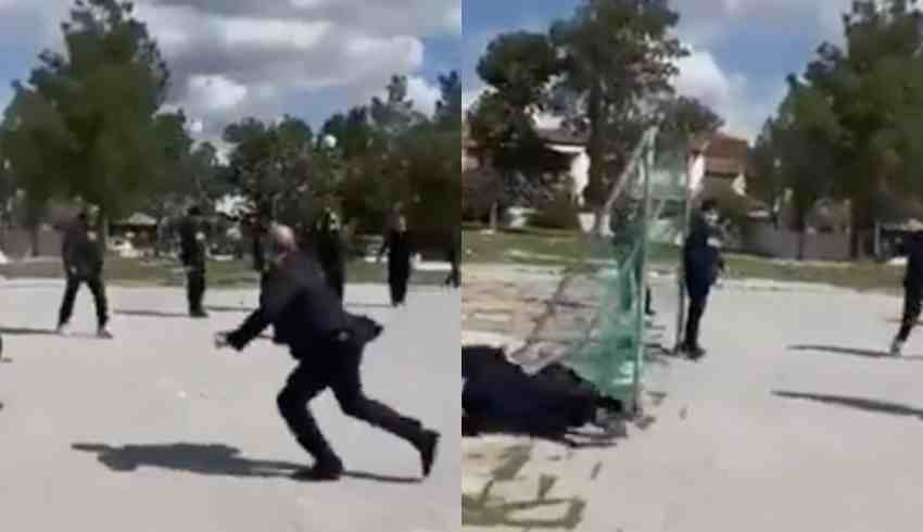 KKTC Cumhurbaşkanı Ersin Tatar, kafa topunu çıkarken fena düştü!