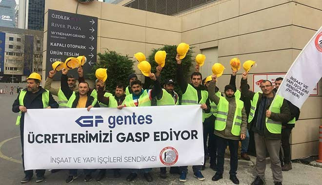 Maaşlarını alamayan Gentes işçileri DEİK önünde eylem yaptı