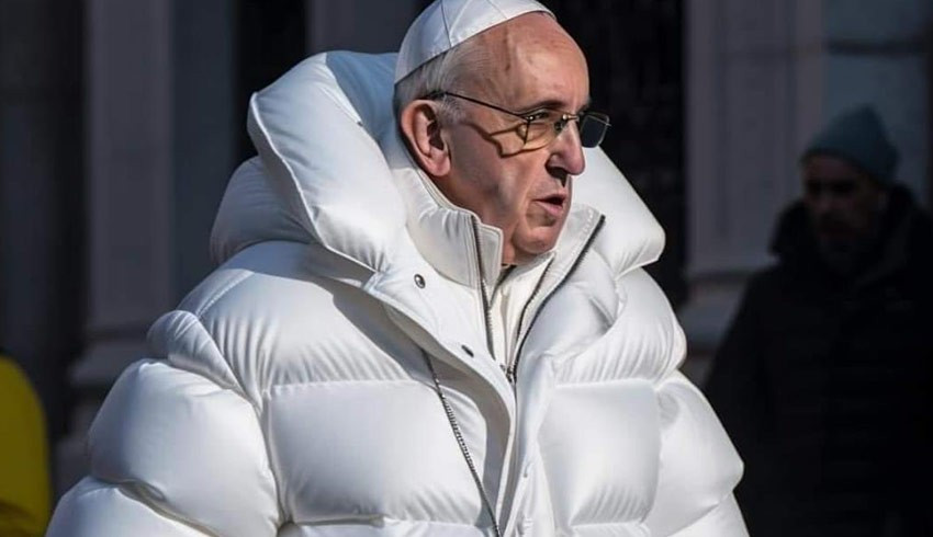 Papa nın beyaz montlu fotoğrafı yapay zeka ürünü çıktı