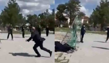 KKTC Cumhurbaşkanı Ersin Tatar, kafa topunu çıkarken fena düştü!