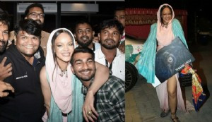 Rihanna Hindistan'daki konser çıkışında muhabirlerle fotoğraf çekildi